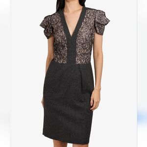 RED Valentino Mixed Lace and Woven fabric Dress, Size 44 US 8